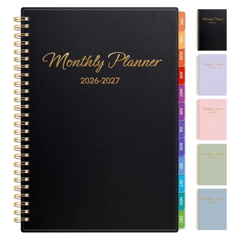 GNL Monthly Planner 2026-2027, 2 Year(27 Months) Calendar Planner, Oct. 2025 - Dec 2027, 7" x 10" Monthly Spreads & Yearly Planner, Perfect for School Office Home Planning, Black - Image 1