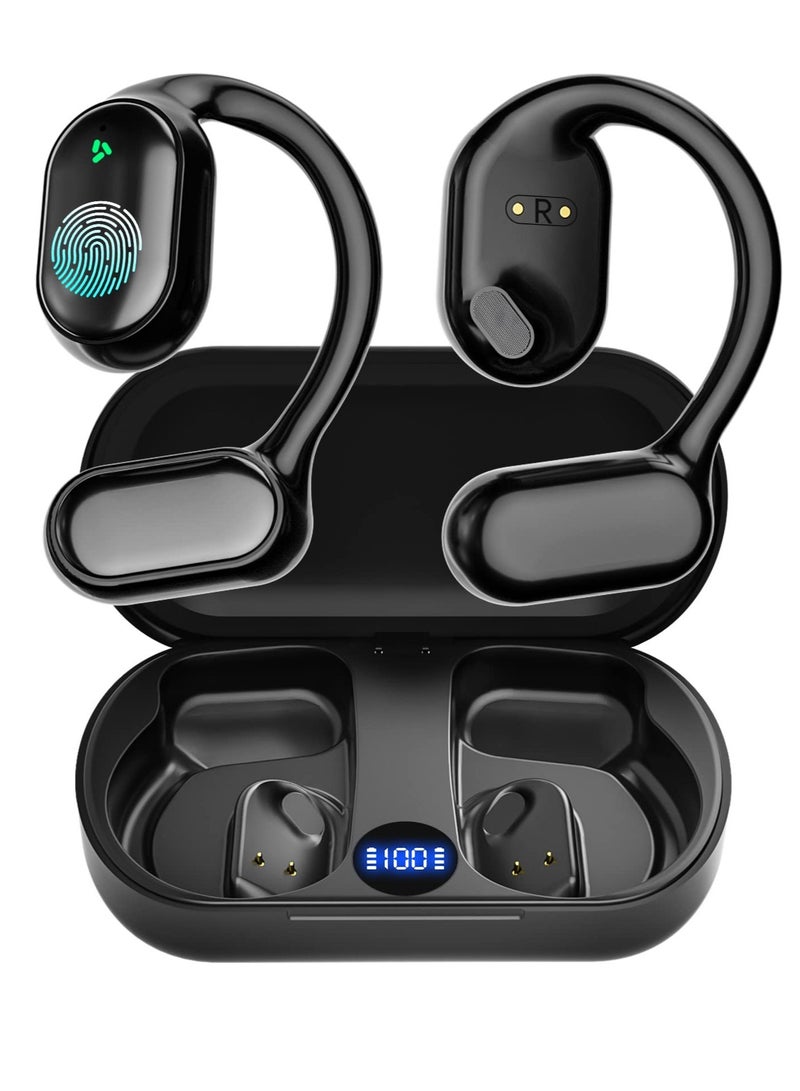 Excefore Wireless Earbuds Bluetooth Earphones, with Wireless Charging Case, Bone-conduction Over-Ear Headphones with Earhooks, Built in Noise Cancellation Mic, IP5 Waterproof for Sports Running  - Image 1