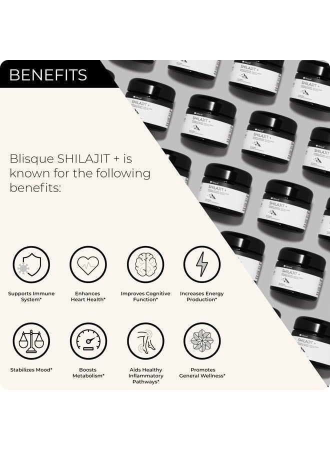 Blisque – مكمل غذائي من راتنج شيلاجيت العضوي النقي من جبال الهيمالايا | أصلي وطبيعي | درجة ذهبية A | يحتوي على حمض الفولفيك والمعادن النزرة | 60 جرامًا - Image 2