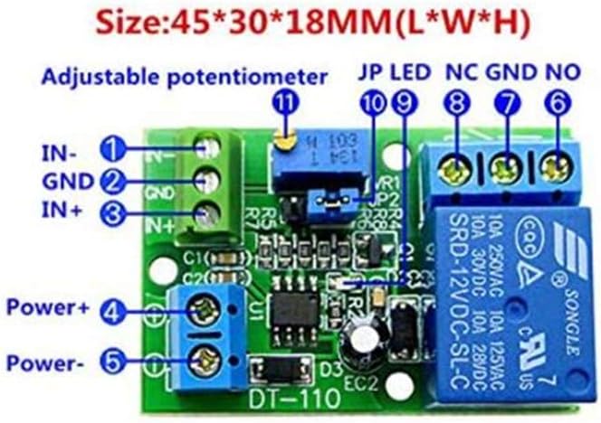Taidacent LM393 Voltage Comparator Relay Module 1 Channel / 1CH 5V/12V/24V Volt Comparison Board Stable Perfect (12V) - Image 3