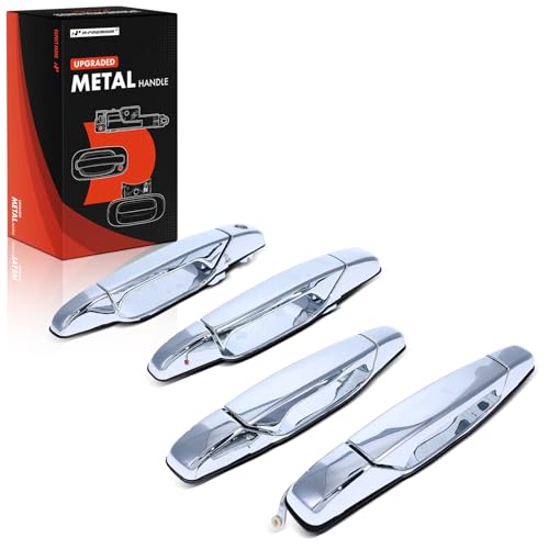 A-Premium APremium Upgraded Metal Exterior Door Handles Compatible with Chevrolet Silverado 1500 Tahoe Suburban Avalanche GMC Sierra 1500 Yukon Cadillac Escalade Chrome 4PC Set Front Rear Side - Image 1