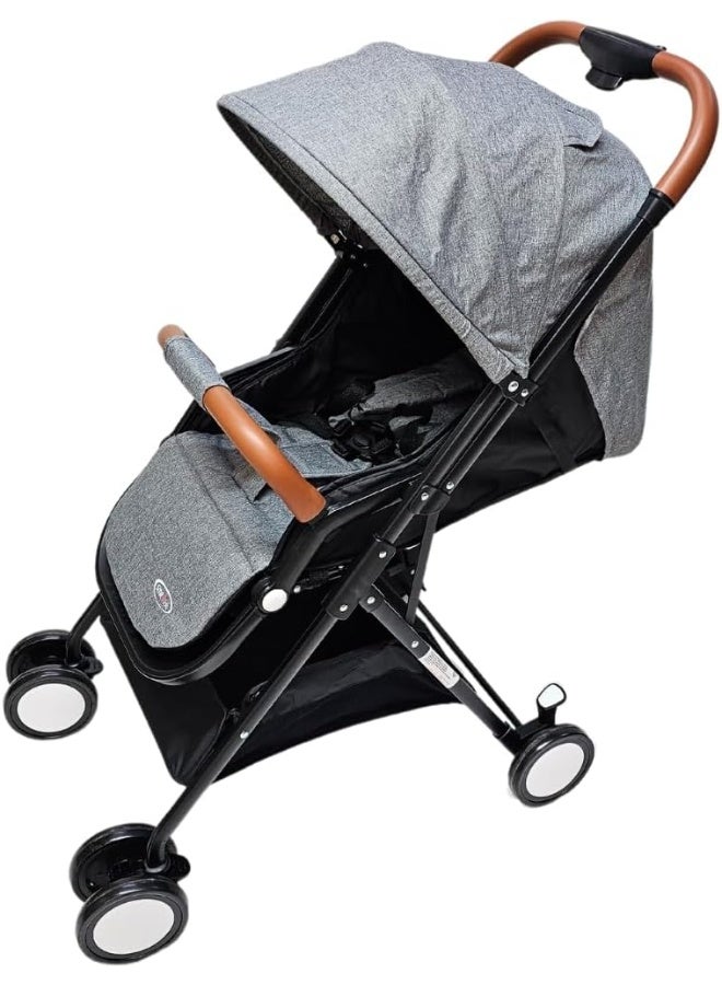 SMR kids T300S Easy Folding Stroller with Multi-Position Adjustable Backrest and Sun Protection Canopy 70 X 99 X 52 Grey - Image 1