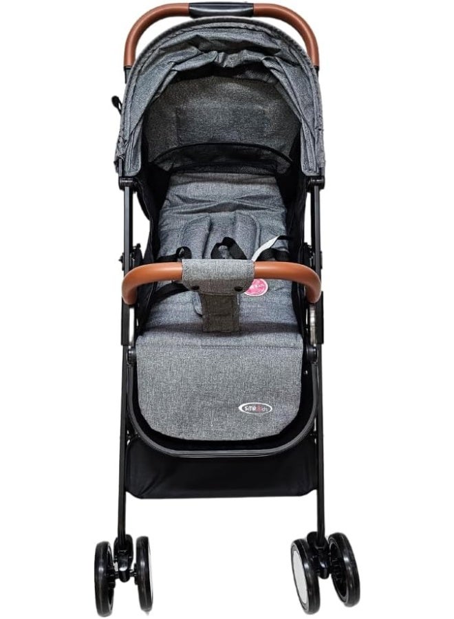 SMR kids T300S Easy Folding Stroller with Multi-Position Adjustable Backrest and Sun Protection Canopy 70 X 99 X 52 Grey - Image 4