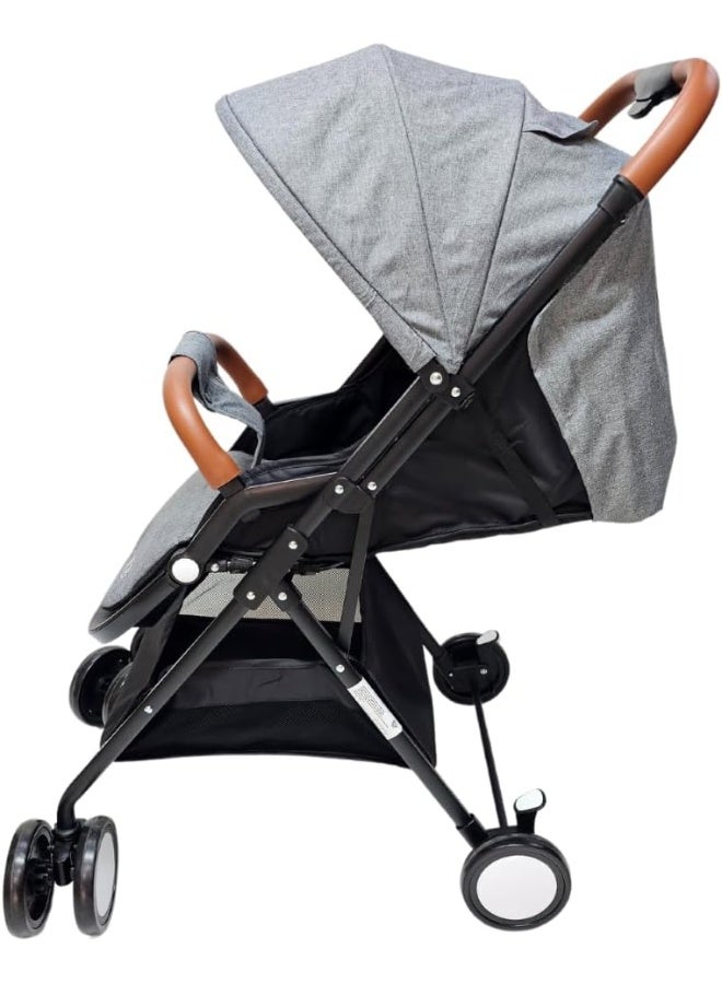 SMR kids T300S Easy Folding Stroller with Multi-Position Adjustable Backrest and Sun Protection Canopy 70 X 99 X 52 Grey - Image 3
