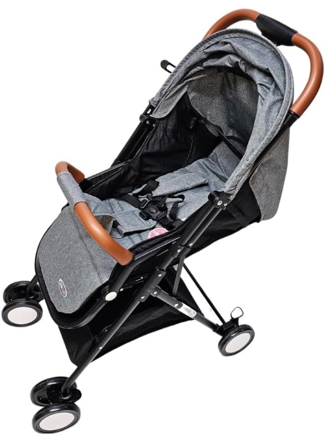 SMR kids T300S Easy Folding Stroller with Multi-Position Adjustable Backrest and Sun Protection Canopy 70 X 99 X 52 Grey - Image 2