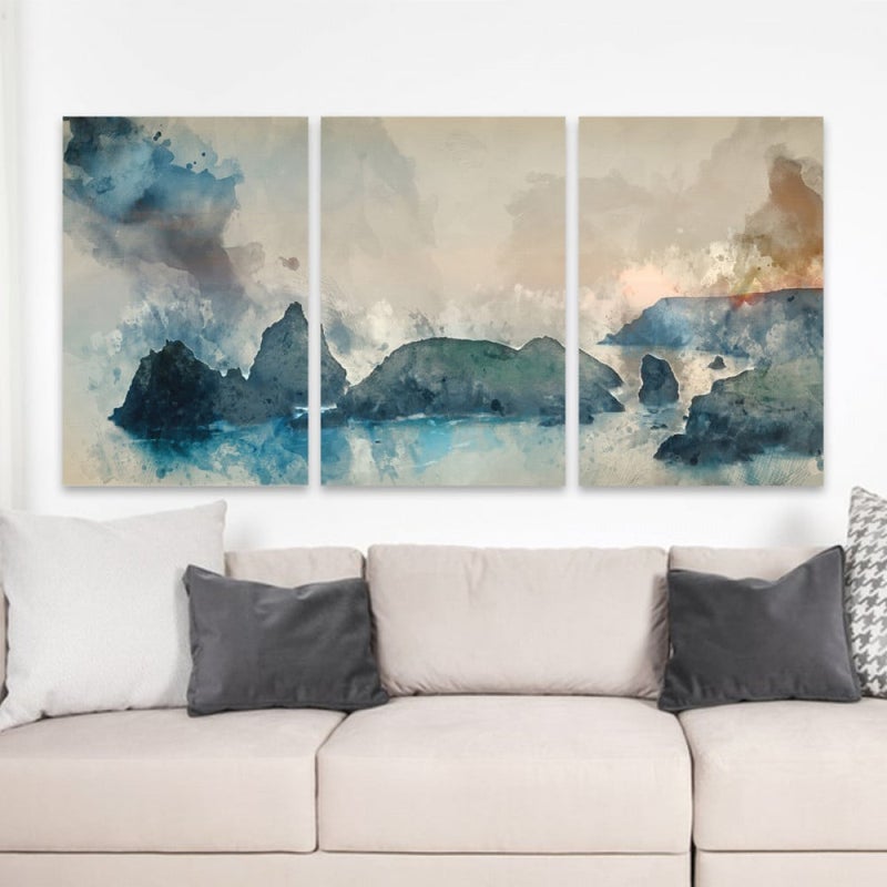 Marktna Three luxurious modern-designed canvas prints with a hollow frame, measuring (150×70), three pieces - Image 1