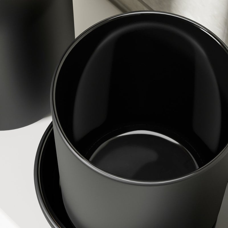 Baitique 3-Piece Bathroom Set in Black Matte Glass with Soap Dispenser, Toothbrush Holder and Tray - Image 4