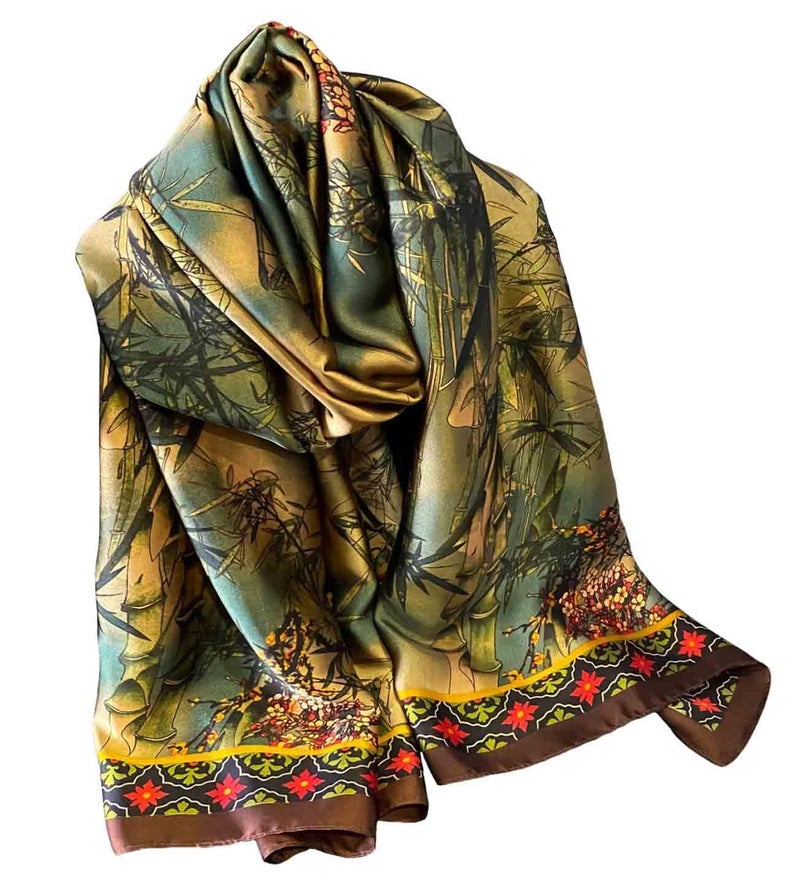 Acotavie Scarfs for Women Dressy Fashion Scarves Long Floral Pattern Scarf Lightweight Sunscreen Shawls, C018, 70.86 inches x 35 inches - Image 1