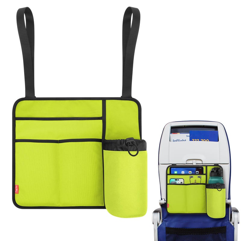 Homakover Airplane Seat Back Organizer Storage Airplane Tray Table Cover for Personal Items Airline Seat Hanging Pockets Media PouchReusable Travel EssentialsFits TabletsCell PhoneWater Bottle Green