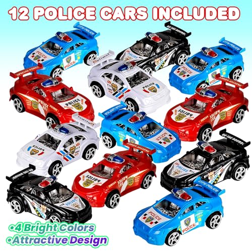 ArtCreativity Pullback Mini Police Toy Cars for Kids Set of 12 Pull Back Racers in Assorted Colors Police Birthday Party Favors for Boys Girls Goodie Bag Fillers Small Game Prizes - Image 5