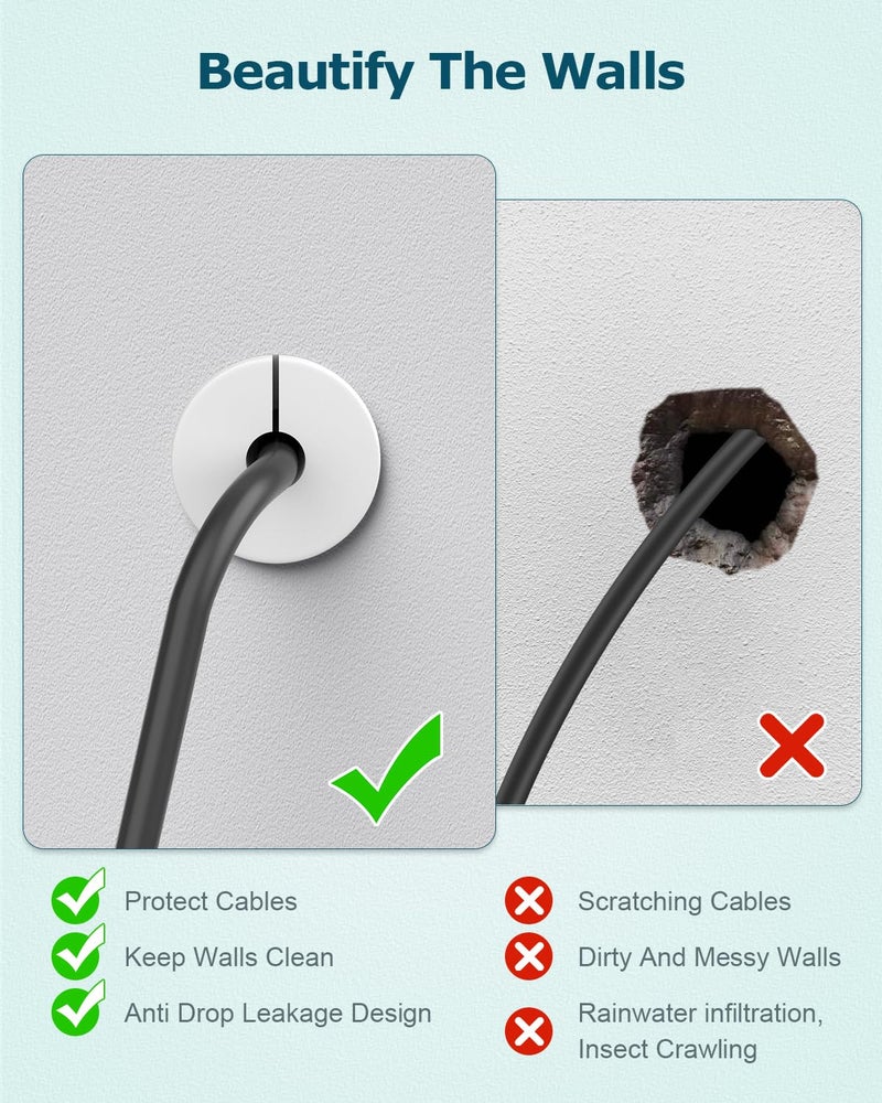 Gunovy Starlink Cable Routing Kit for 3/4inch Wall Hole 4 PCS White Cable Grommet for Starlink Wall Pass Through Kit with 3/4â€ Spade Drill Bit, 5/16" Cobalt Drill Bit, Wall Wires Cilp and Cabling Tools - Image 4