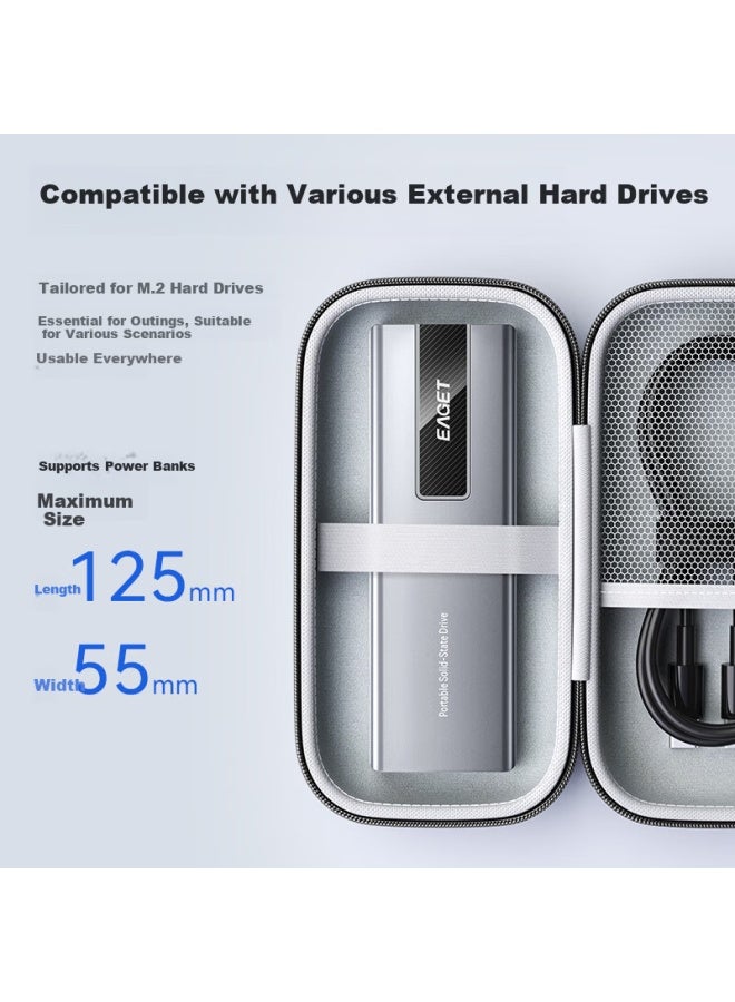 Eaget M.2 Ssd Enclosure Storage Bag Multifunctional Digital Accessories Case Shockproof Drop-resistant Fleece Lined Data Cable Power Bank Oxford Cloth Material Bag - Image 3