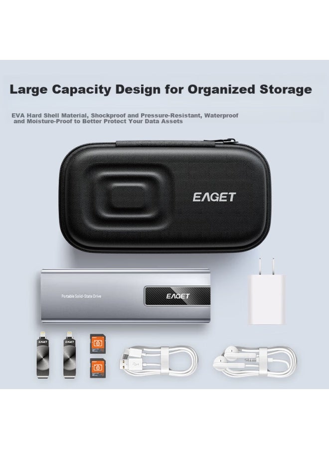 Eaget M.2 Ssd Enclosure Storage Bag Multifunctional Digital Accessories Case Shockproof Drop-resistant Fleece Lined Data Cable Power Bank Oxford Cloth Material Bag - Image 2