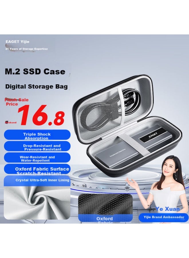 Eaget M.2 Ssd Enclosure Storage Bag Multifunctional Digital Accessories Case Shockproof Drop-resistant Fleece Lined Data Cable Power Bank Oxford Cloth Material Bag - Image 1
