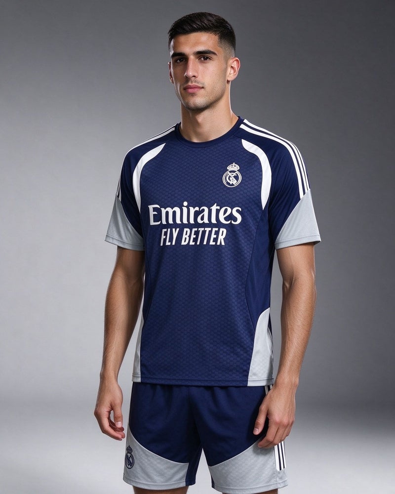 Real Madrid C.F. Men's Real Madrid C.F. Football Training Jersey Set, Short Sleeve Soccer T-shirt with Shorts - Image 2