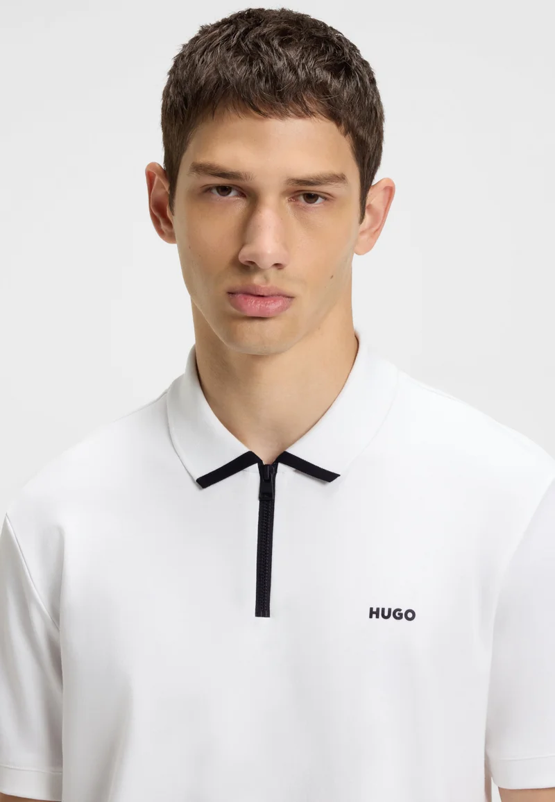 HUGO Cotton-piqué polo shirt with contrast logo