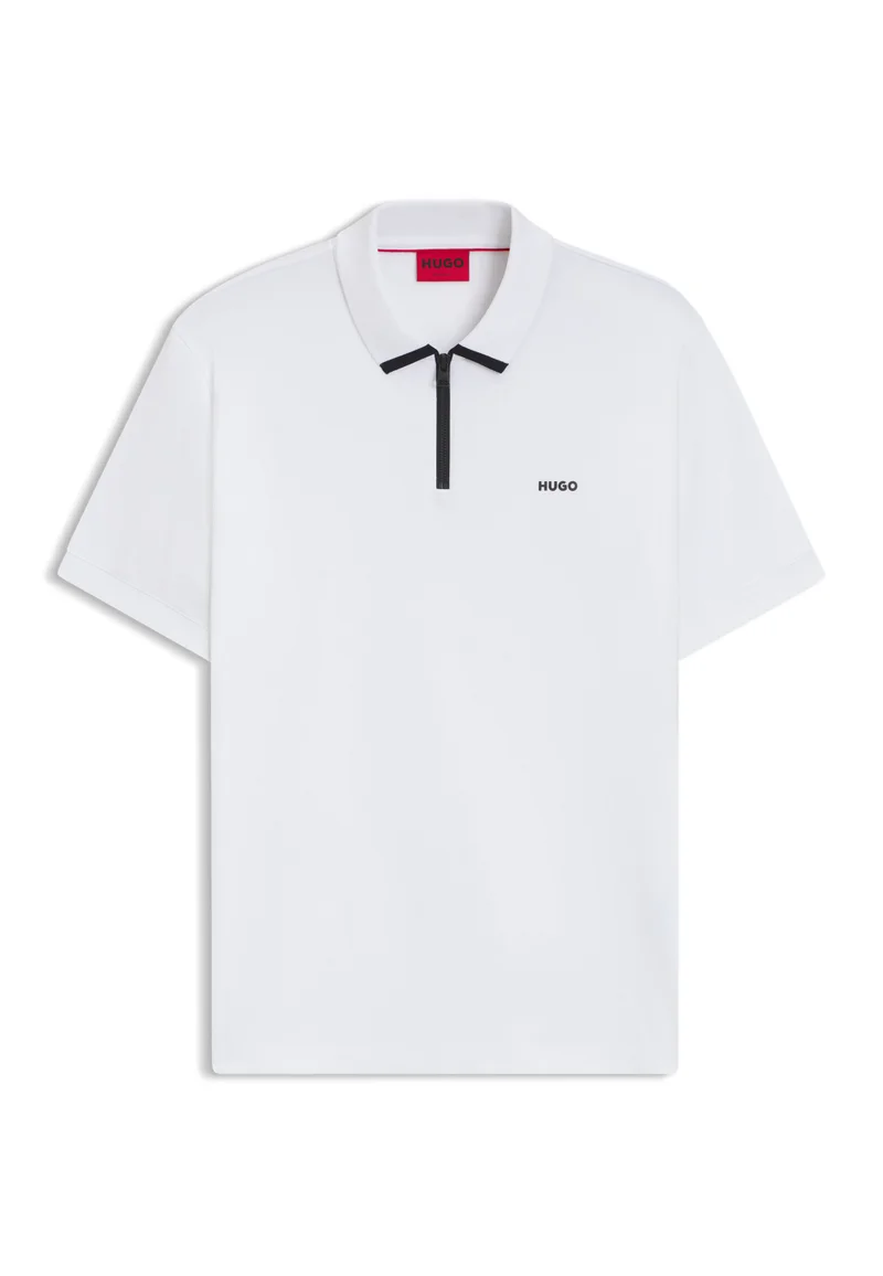 HUGO Cotton-piqué polo shirt with contrast logo
