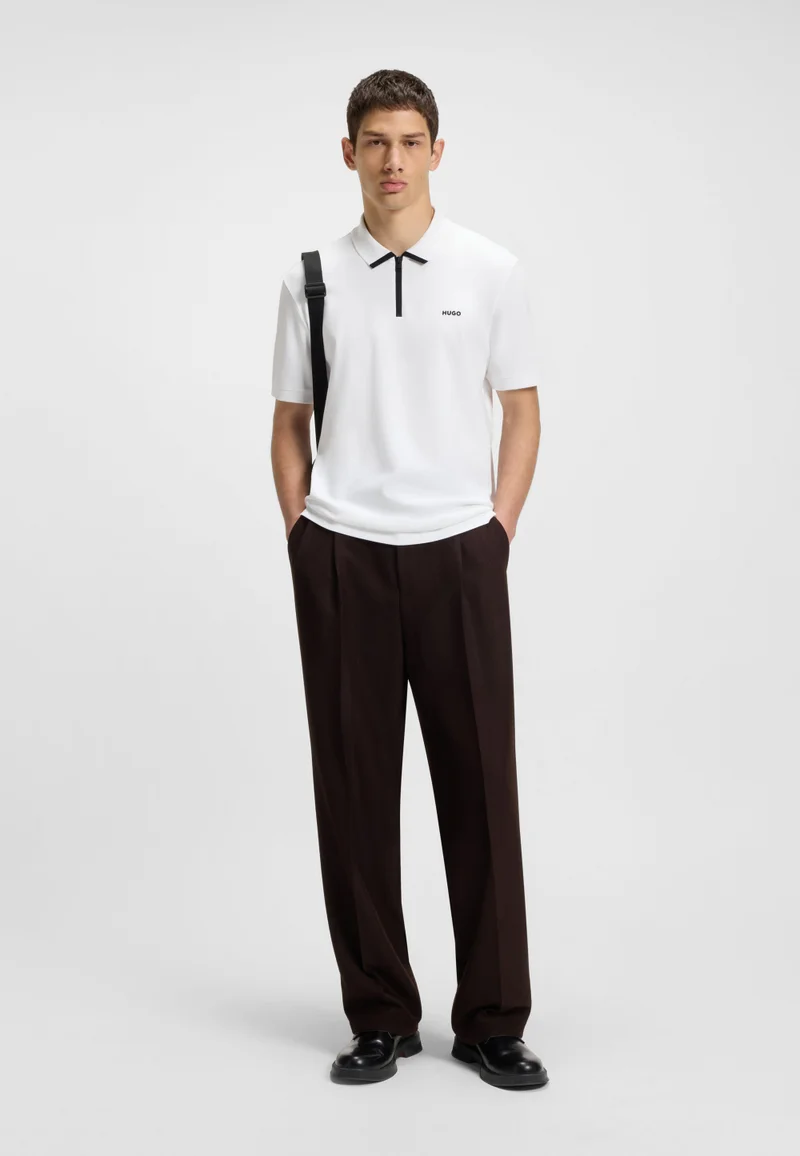 HUGO Cotton-piqué polo shirt with contrast logo