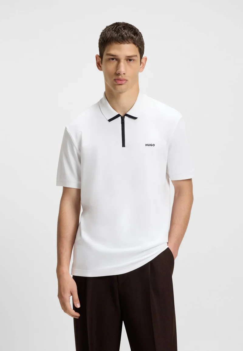 HUGO Cotton-piqué polo shirt with contrast logo
