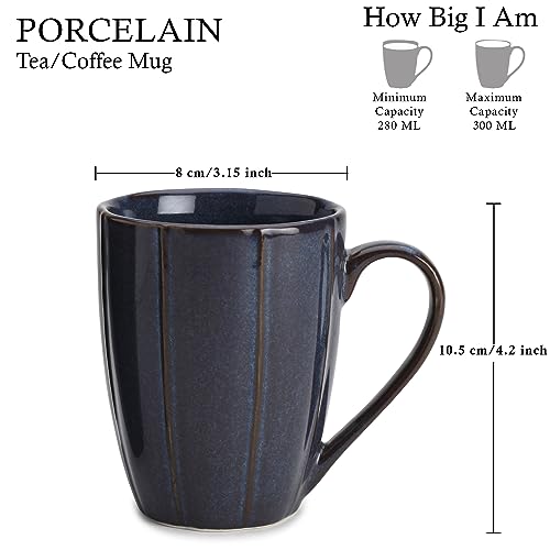Bodhi House Fine Porcelain Tea and Coffee Large Mug - Set of 1, 300Ml Glossy Finish | Scratch Resistant and Dishwasher Safe | Ideal for Latte Hot Chocolate Cocoa and Milk - Denim Blue - Image 4