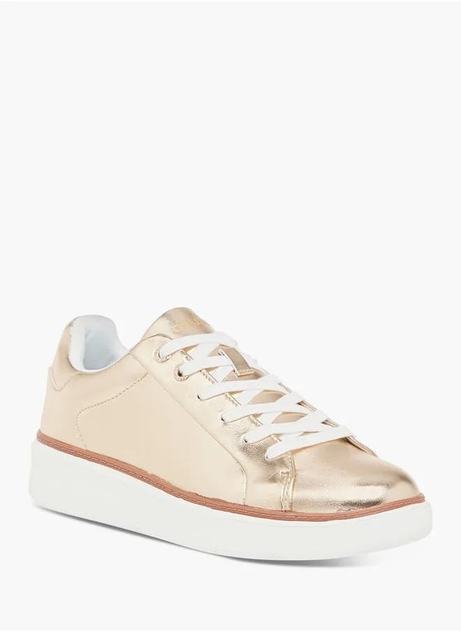 سيليست Women's Metallic Sneakers with Lace-Up Closure