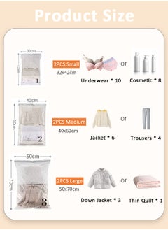 Relex Vacuum Storage Bags, Hand Roll Up Space Saver Bags, Vacuum Bags for Travel,  Luggage and Suitcase, No Pump, Pack of 6 (2 Large, 2 Medium, 2 Small)  - Image 2