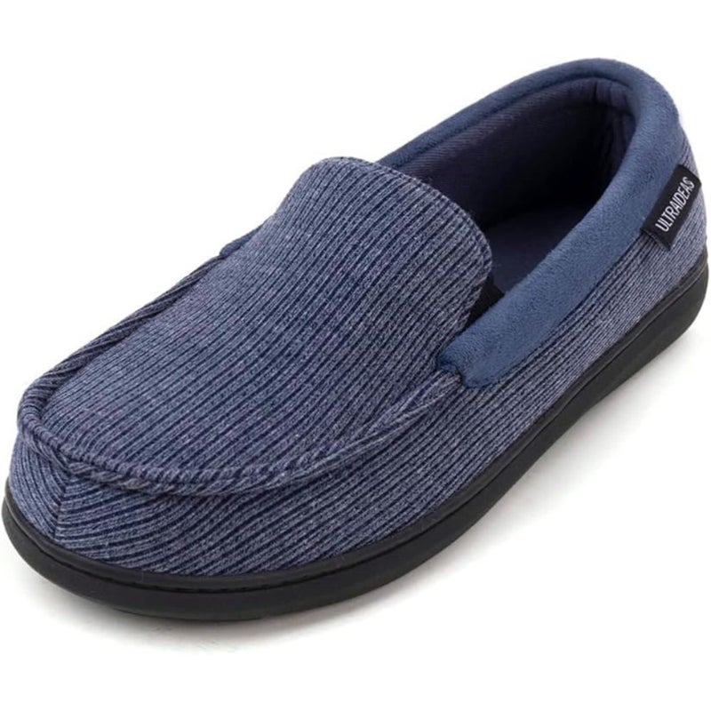 ULTRAIDEAS Men's Moc-Toe Slippers Loafer House Shoes Indoor Outdoor Memory Foam with BreathableandWarm Knit Upper - Image 1