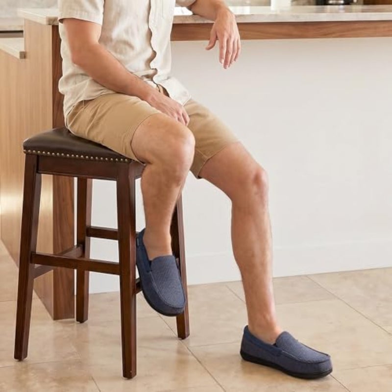 ULTRAIDEAS Men's Moc-Toe Slippers Loafer House Shoes Indoor Outdoor Memory Foam with BreathableandWarm Knit Upper - Image 3