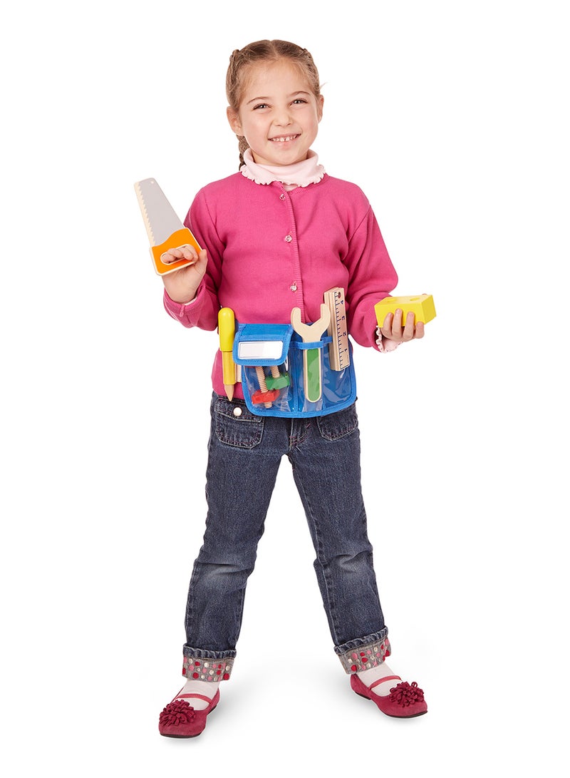 Melissa & Doug Deluxe Tool Belt Set - 5 Wooden Tools, 8 Building Pieces, Adjustable Belt Kids Tool Box Wooden Toy for Ages 3+ - Image 3