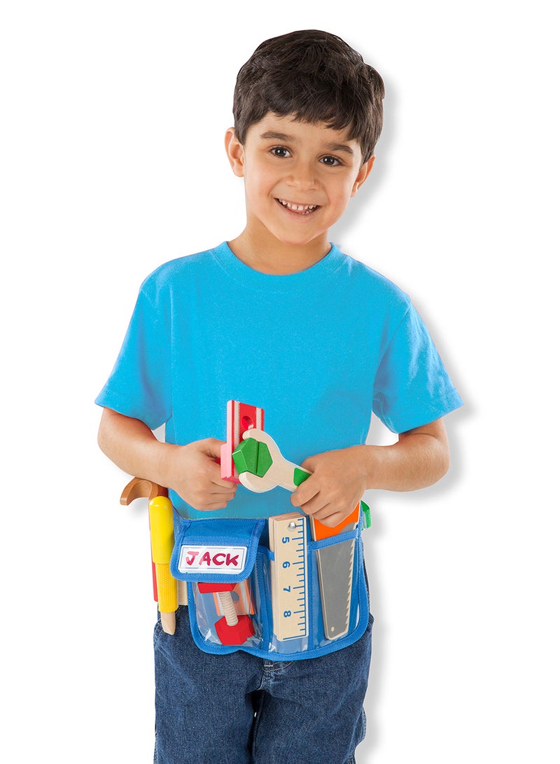 Melissa & Doug Deluxe Tool Belt Set - 5 Wooden Tools, 8 Building Pieces, Adjustable Belt Kids Tool Box Wooden Toy for Ages 3+ - Image 4