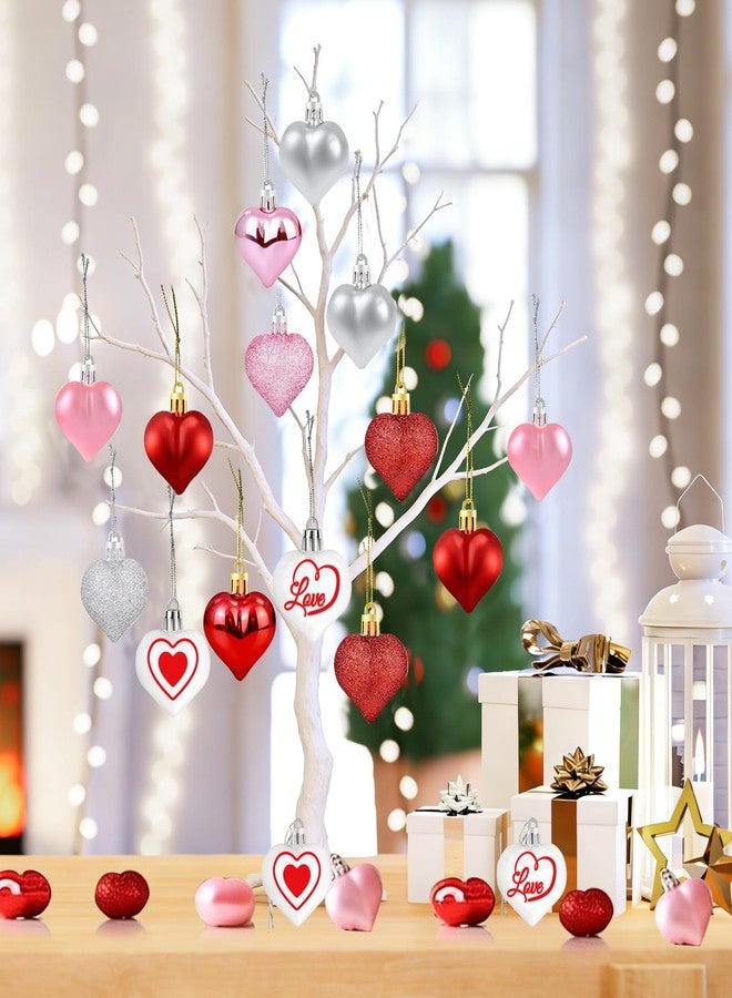Labrostar 32Pcs Valentines Day Decorations Valentines Day Decor Red Pink White Silvery Heart Shaped Tree Ornaments for Valentines Decorations Wedding Anniversary Party Supplies Home Decor - Image 5