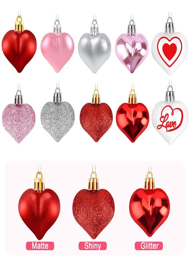 Labrostar 32Pcs Valentines Day Decorations Valentines Day Decor Red Pink White Silvery Heart Shaped Tree Ornaments for Valentines Decorations Wedding Anniversary Party Supplies Home Decor - Image 3