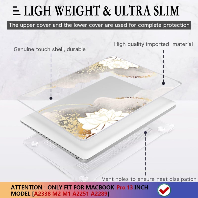 Cissook Compatible With Macbook Pro 13 Inch Case 2020 2021 2022 2023 Model M1 & M2 A2338 A2251 A2289  Floral Hard Shell Case & Keyboard Cover For Macbook Pro 13 With Touch Bar  Charming Painting - Image 4