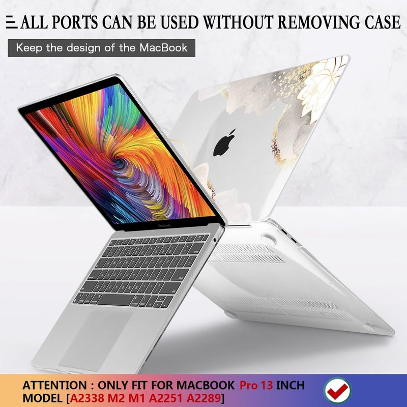 Cissook Compatible With Macbook Pro 13 Inch Case 2020 2021 2022 2023 Model M1 & M2 A2338 A2251 A2289  Floral Hard Shell Case & Keyboard Cover For Macbook Pro 13 With Touch Bar  Charming Painting - Image 5