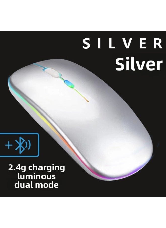 Generic - Direct Supply Bluetooth Dual-mode Luminous Wireless Mouse Charging Mute Mouse Ultra-thin Office Game-Color:Dual-mode Luminous Dark Green - Image 1