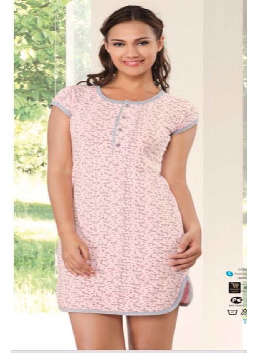 Monamise 3515 Women's Short Sleeve Nightgown-Pink 