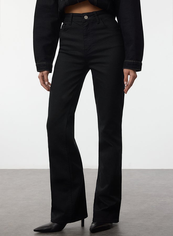 trendyol جينز ضيق عالي الخصر أسود مع فتحة - Image 4