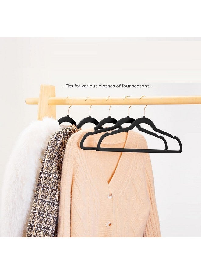 Revwd Revwd Velvet Hangers 10 Pack - Non-Slip Clothes Hanger - Black Hanger - Suit Hanger with 360 Degree Rotatable Hook - Heavy Duty Coat - Pants Hangers (Black Velvet, 10)  - Image 3