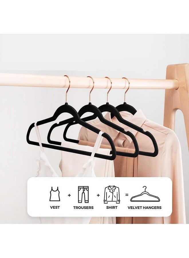 Revwd Revwd Velvet Hangers 10 Pack - Non-Slip Clothes Hanger - Black Hanger - Suit Hanger with 360 Degree Rotatable Hook - Heavy Duty Coat - Pants Hangers (Black Velvet, 10)  - Image 4