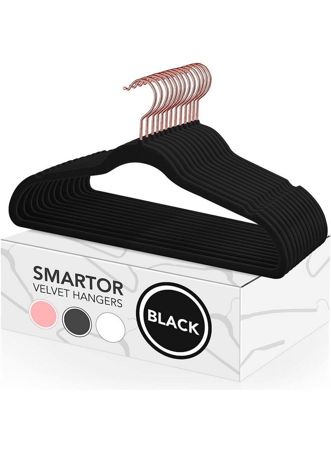 Revwd Revwd Velvet Hangers 10 Pack - Non-Slip Clothes Hanger - Black Hanger - Suit Hanger with 360 Degree Rotatable Hook - Heavy Duty Coat - Pants Hangers (Black Velvet, 10)  - Image 1