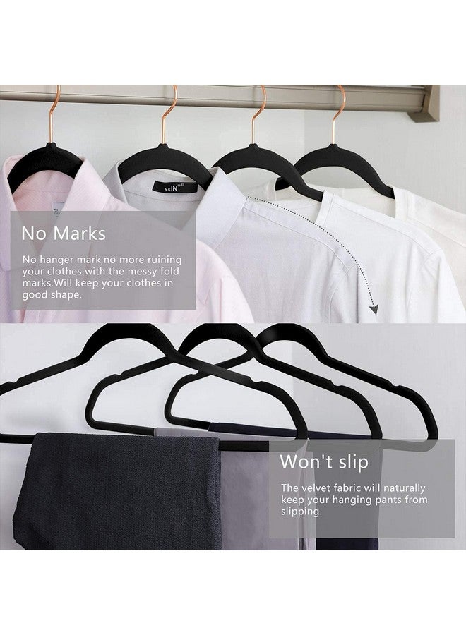 Revwd Revwd Velvet Hangers 10 Pack - Non-Slip Clothes Hanger - Black Hanger - Suit Hanger with 360 Degree Rotatable Hook - Heavy Duty Coat - Pants Hangers (Black Velvet, 10)  - Image 5