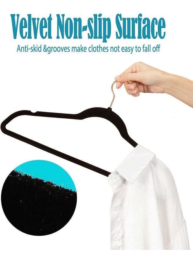 Revwd Revwd Velvet Hangers 10 Pack - Non-Slip Clothes Hanger - Black Hanger - Suit Hanger with 360 Degree Rotatable Hook - Heavy Duty Coat - Pants Hangers (Black Velvet, 10)  - Image 2