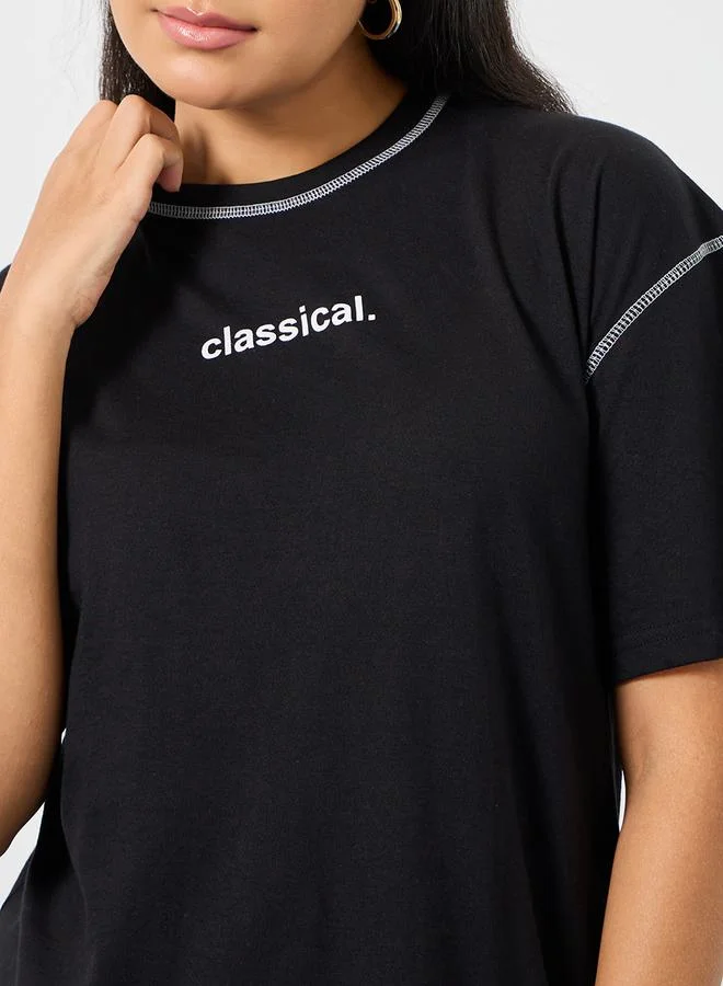 Styli Oversized Stitch Detail Drop Shoulder T-shirt