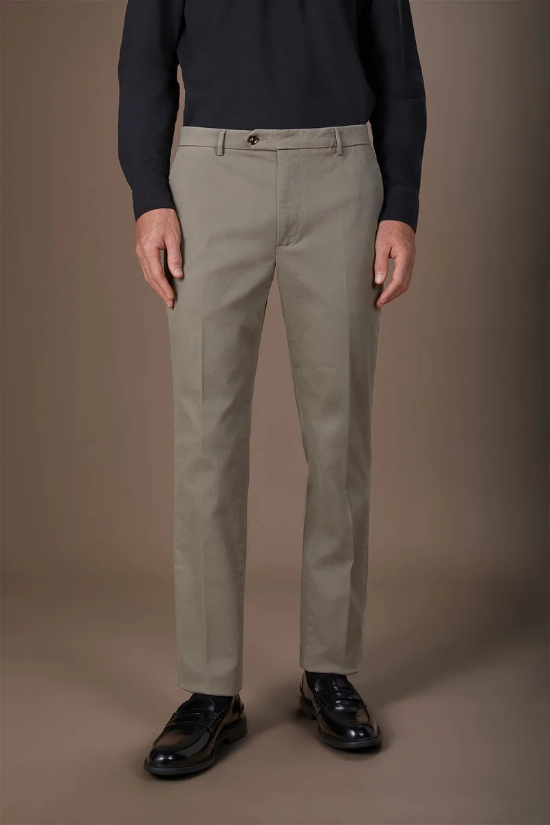 Doppelganger Beige Classic men's chinos in regular fit with stretch twill construction - Beige for Men | Best Price UAE