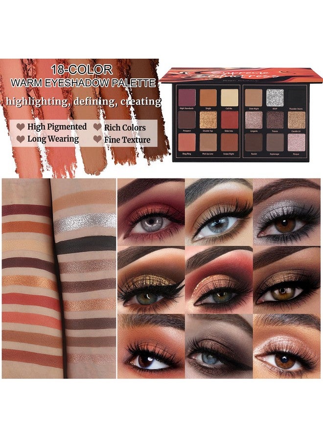 Prism Makeup Matte Eyeshadow Palette Pro 18 Colors Pigmented Shimmer Glitter Eye Shadow Palette, Long Lasting Waterproof Smokey Powder Cosmetics Halloween Makeup Kit (01# Seductress) - Image 2