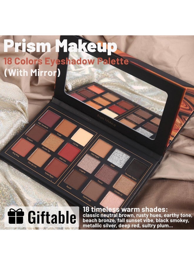 Prism Makeup Matte Eyeshadow Palette Pro 18 Colors Pigmented Shimmer Glitter Eye Shadow Palette, Long Lasting Waterproof Smokey Powder Cosmetics Halloween Makeup Kit (01# Seductress) - Image 1