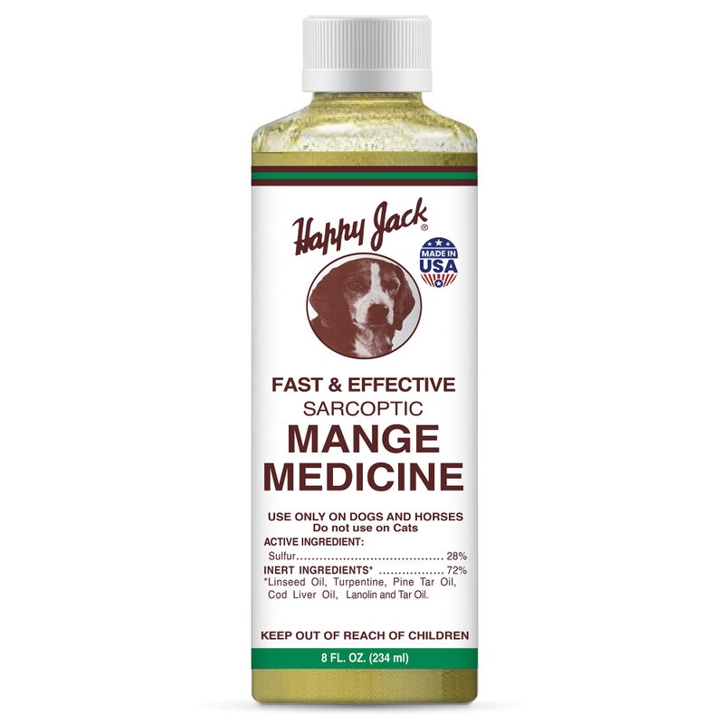 HAPPY JACK Mange Medicine & Treatment for Dogs & Horses - Brings Soothing Itch Relief to Severe Mange, Fungi, Allergies, Eczema & Most Dog Skin Irritation (8 oz) - Image 1