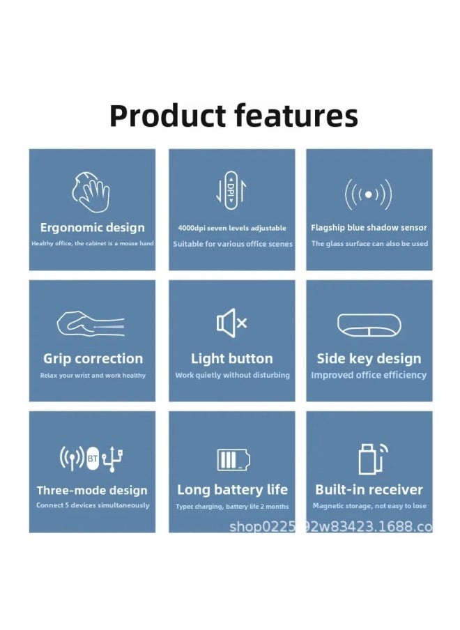 Generic - HP Professor 1 Wireless Bluetooth Mouse Ergonomic Design Office Dedicated Light Tone Personality Mouse-Colour: Milk Tea Color-Interface:Bluetooth - Image 1