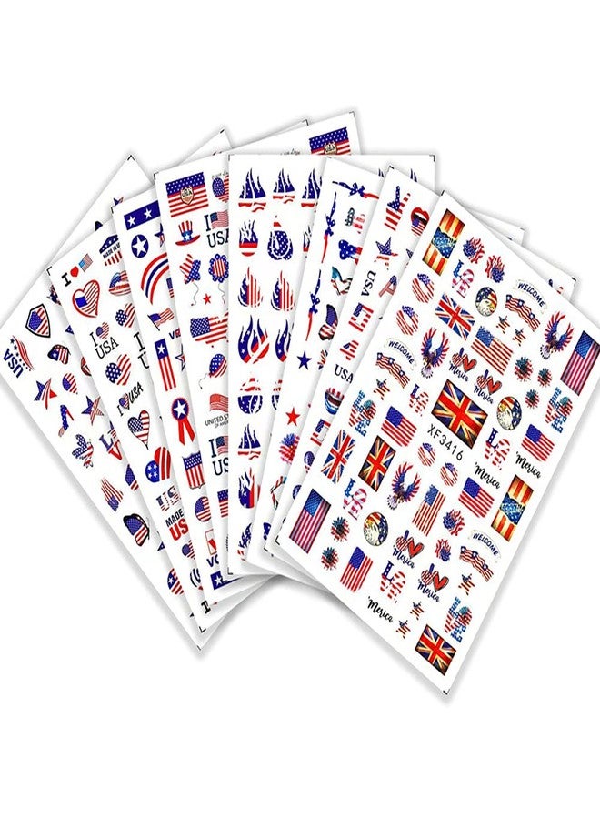 Adonisaon Flag Nail Stickers Independence Day Nail Sticker July 4, August 7 Patriotic Designer Nail Art Decals 3D Self-Adhesive American Flag Stickers for Women Girls Manicure 400+ Patterns - Image 4