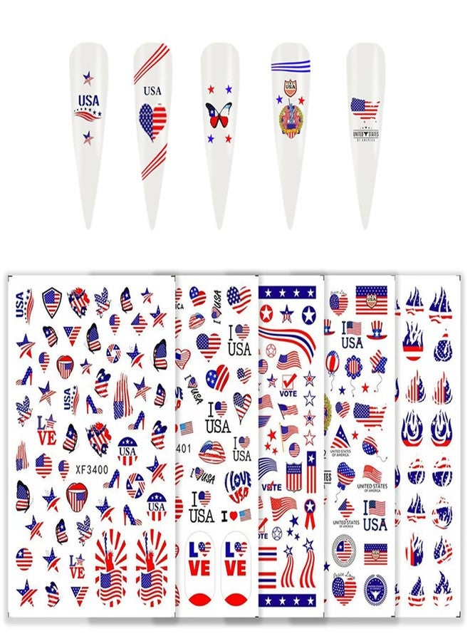 Adonisaon Flag Nail Stickers Independence Day Nail Sticker July 4, August 7 Patriotic Designer Nail Art Decals 3D Self-Adhesive American Flag Stickers for Women Girls Manicure 400+ Patterns - Image 3